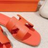 HERMES Calfskin Oran Sandals 38 Coquelicot 529995
