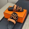 HERMES Chypre Sandals Slides Leopard Animal Print, size 39
