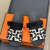 Hermès Chypre Techno Sandal Beige Esquisse and Black Tufted Suede Palladium Hardware 38.5 EU